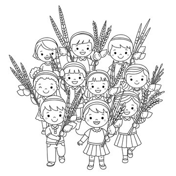 kids holding lulav and etrog clip art preview