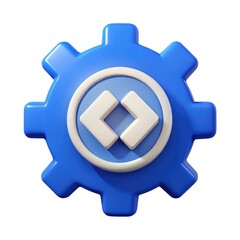 Obraz premium Blue gear with coding brackets symbol isolated on white background