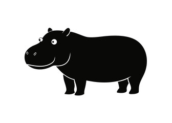 Obraz premium hippo black silhouette on transparent background