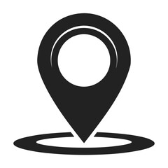 Silhouette of a location pin on white background