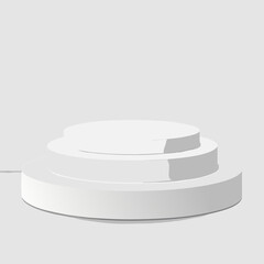 Minimalist three tiered white circular platform for product display and presentations