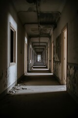Eerie Perspective: Abandoned Corridor's Vanishing Point