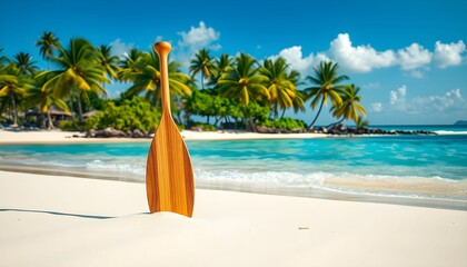 tropical beach with coconut palm trees