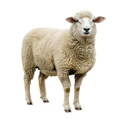 Fototapeta premium Realistic Sheep Fully Isolated on transparent background with Detailed Wool and Clear Features