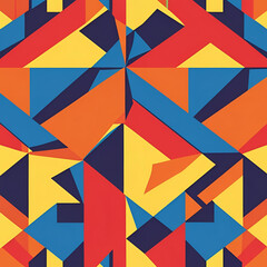 Abstract geometric pattern featuring triangles and rectangles in vibrant color palette design style
