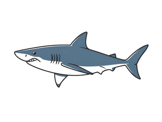 Obraz premium a simple flat 2d icon of a 'great white shark', a powerful shark silhouette seen from the side, minimalist design, solid gray and white colors, clean sharp lines, no shadows