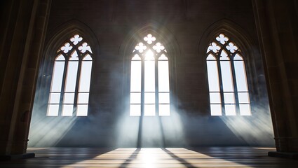 Obraz premium Sunlight streams through gothic church windows