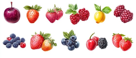 Assorted fresh fruits illustration