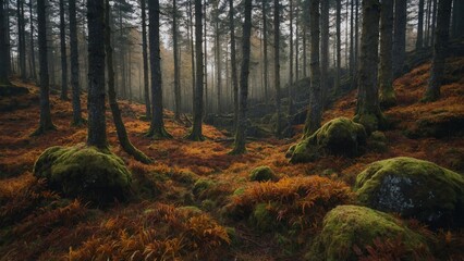 Obraz premium Autumnal woodland scene in the highlands