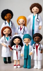 Obraz premium crocheted wool dolls representing doctors and nurses of a hospital
