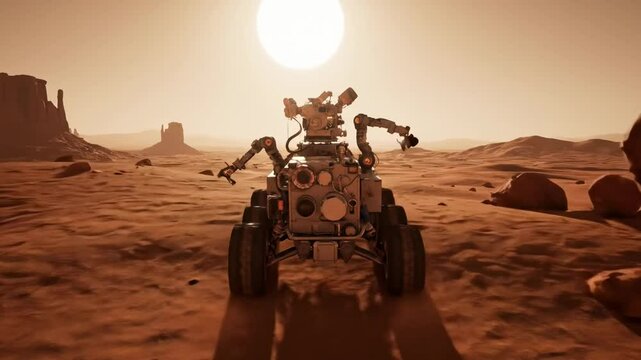 Modern rover exploring mars surface space exploration