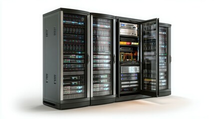 "Modern Connectivity: 3D Illustration of Network Workstation Server on White Background"


