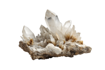 PNG Stunning quartz crystal cluster on rock base with clear points