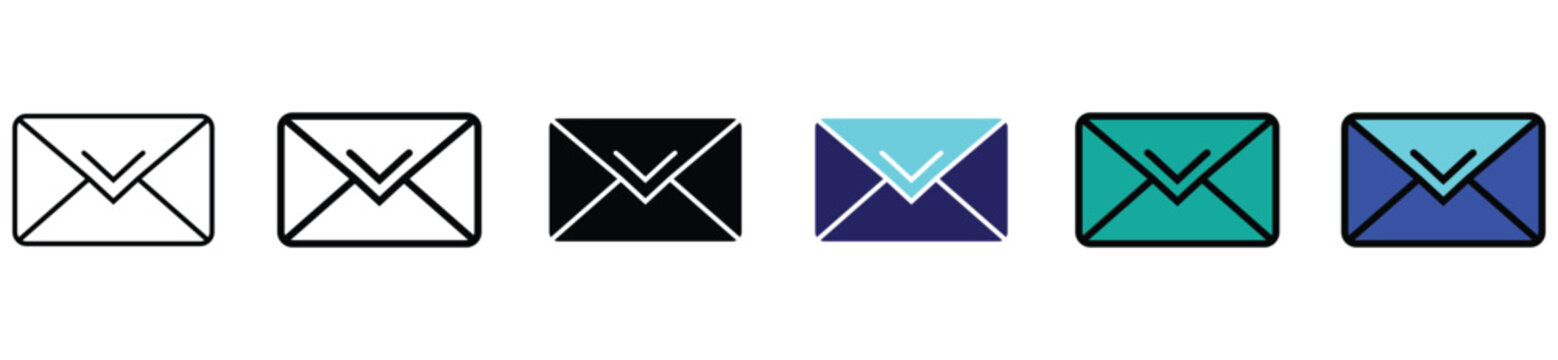 Email Envelope Icons in Multiple Styles and Colours &ndash; Message and Mail Symbol Vector Set

