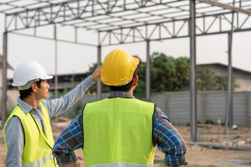 inspector engineer and owner project is inspecting construction and quality assurance new house....