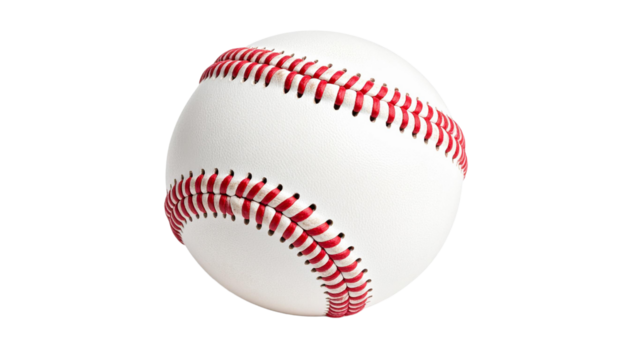 White Leather Baseball with Red Stitching