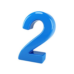 Fototapeta premium Blue Number 2 Digit 3D Illustration on White Background