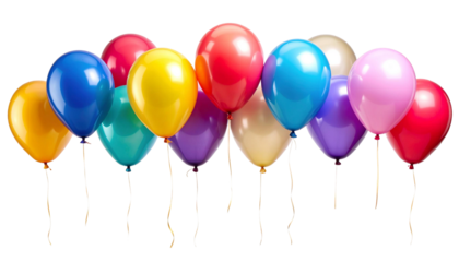 Colorful Balloons Party Celebration Isolated on White Background and Transparent Background