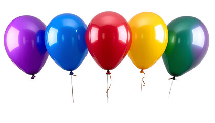 Group of Colorful Balloons Party Celebration Isolated on White and Transparent Background