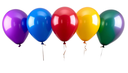 Group of Colorful Balloons Party Celebration Isolated on White and Transparent Background
