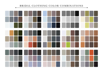 Elegant bridal clothing color palette featuring soft pastels, neutrals, and timeless romantic tones.