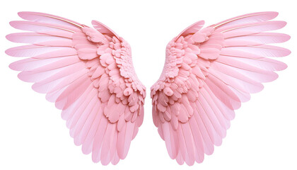 Realistic Pink Angel Wings Isolated on White Background and Transparent Background