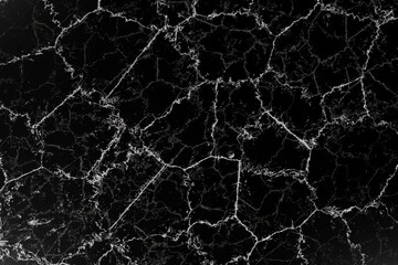 Black marble texture with white veins. The surface displays a cracked pattern, creating a striking contrast between dark and light elements.