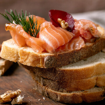Sliced salted salmon fillet