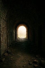 Dark tunnel leads to bright daylight
