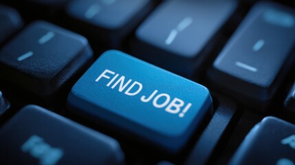 "Job Search Made Easy: Close-Up of Conceptual Keyboard with &lsquo;Find Job!&rsquo; Key"

