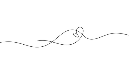 Fototapeta premium Minimalist line drawing of a heart in smooth waves