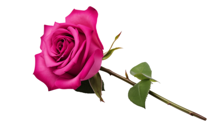 Vivid magenta rose isolated  isolated on transparent background conveys elegance and beauty.