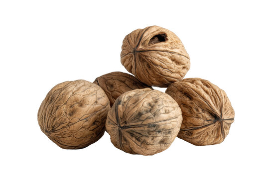 PNG Pile of raw walnuts isolated on black background