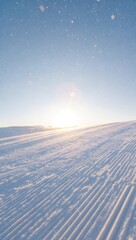 Winter snow landscape with sunlight and blue sky scenic view for travel destination