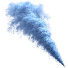 Abstract swirling blue smoke with sparkling particles isolated on transparent background