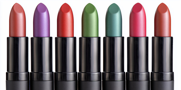Bold lipstick color lineup black tubes vibrant cosmetic collection horizontal beauty product makeup concept dramatic fashion retail branding skincare editorial ecommerce gradient ad marketing design - Powered by Adobe