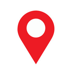 Red Location Pin Icon – Bold Map Marker with Central Cutout on White Background