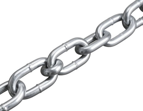Gleaming silver links of a heavy duty metal chain create a powerful visual of strength and connection.