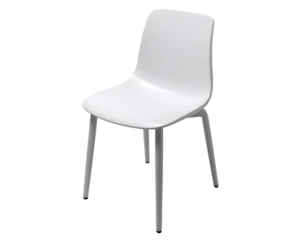A sleek, contemporary white chair with a minimalist design stands ready for modern interiors.
