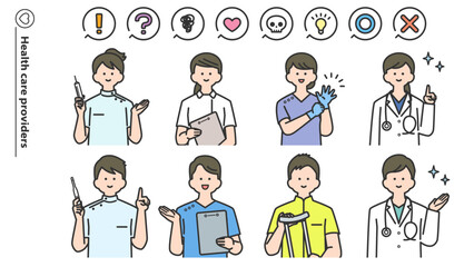 Obraz premium 医療従事者 人物アバターセット
