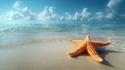 Starfish resting on a sunny beach.