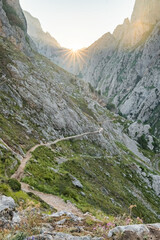 Ruta del Cares Hiking Trail in Picos de Europa in Summer, Northern Spain