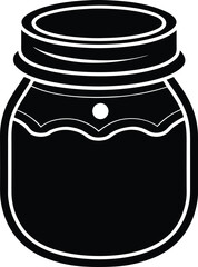 Glass jar filled with homemade jam or preserve