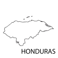 Vector design features a minimalist Honduras map in black and white with clean black outlines, created for modern geographic or educational visuals.

