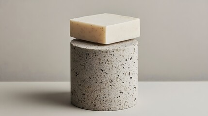 Spa Soap on Terrazzo Cylinder Minimalist Product Photography