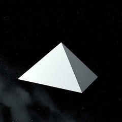 Abstract Pyramid Floating in Starry Space: A Geometric Composition in Black and White.
