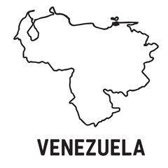Black and white vector map of Venezuela with black outline, designed in minimalist style for clarity in presentations, websites, or digital communication.

