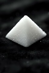 Monochrome Minimalism: A single sugar cube on a textured dark background evokes simplicity.
