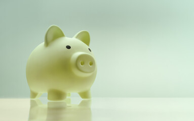 Chubby green piggy bank representing Savings discipline, financial freedom, prosperity, economic growth, wealth, investment success