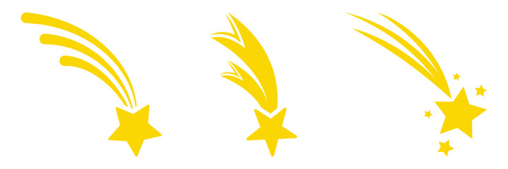 Yellow Shooting Star Icon Vector Illustration Isolated on White Background
